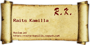 Raits Kamilla névjegykártya